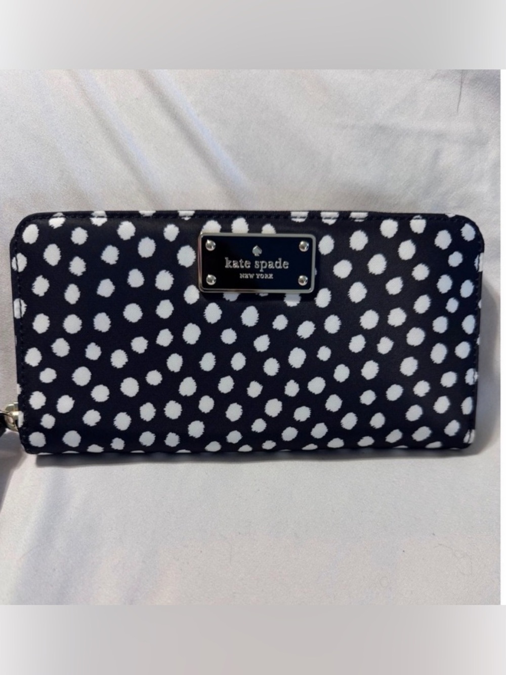 Kate Spade Black and White Polka Dot Nylon Wallet NWOT